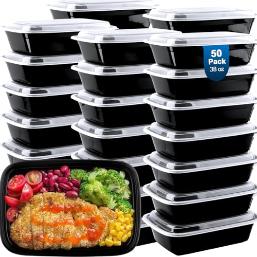 vivigu 50 Pack Meal Prep Containers 38 oz, Leakproof To Go Food Containers, Disposable & Reusable Food Prep Containers for Takeout, Food Storage Containers BPA-Free, Microwave/Dishwasher/Freezer Safe - My Kitchen Products