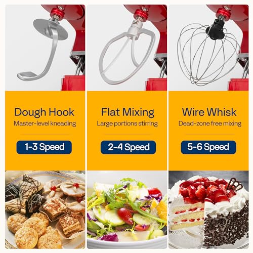 VIVOHOME 3-in-1 Stand Mixer, 6 Quart Electric Tilt-Head Kitchen Mixer with Bowl, Multifunctional Food Mixer with Meat Grinder and Blender Attachments, Dough Hook, Beater, and Whisk, Red - My Kitchen Products
