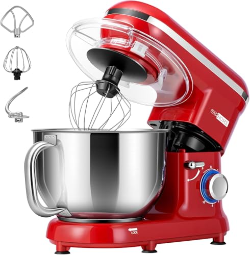 VIVOHOME Stand Mixer, 660W 10 Speed 6 Quart Tilt-Head Kitchen Electric Food Mixer with Beater, Dough Hook, Wire Whip and Egg Separator, Red - My Kitchen Products
