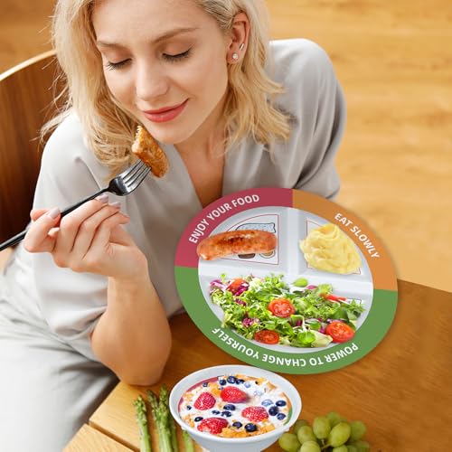 VIYNRAN 4 Pcs Portion Control Plates & Bowls Set (9 Inch), Self-Measuring for Weight Loss, Gastric Bypass, LapBand, Diabetes, & Healthy Diets, Divided Nutrition Plates for Adults & Children - My Kitchen Products