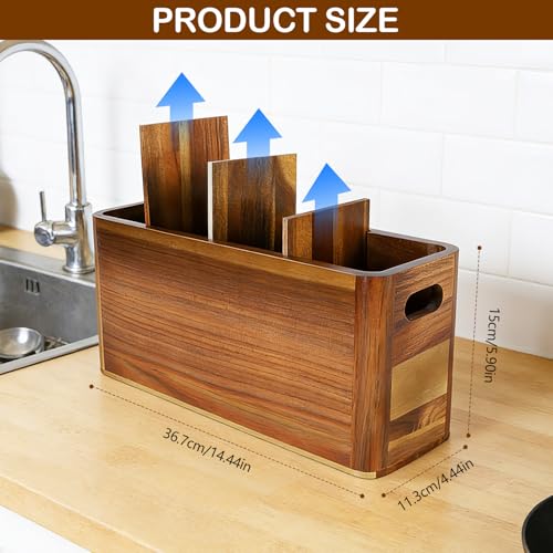 VLXXOI Large 4-Compartment Acacia Wooden Utensil Holder, Rustic Kitchen Counter Organizer, Extra Large Wood Storage Container for Cooking Utensils and Silverware - My Kitchen Products
