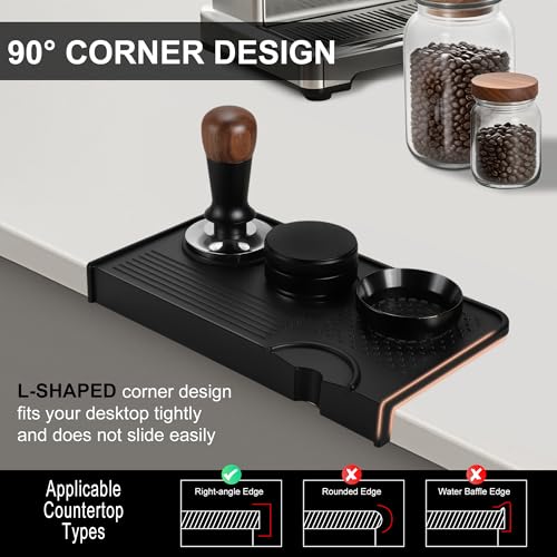 VOCOSTE Espresso Tamping Mat, Non-Slip, Prevents Portafilters from Damaging the Counter, Silicone 10.43"x5.51" Coffee Tamper Mat for Barista Espresso Machine Accessories, Black - My Kitchen Products