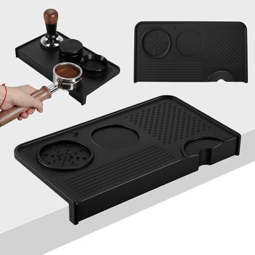 VOCOSTE Espresso Tamping Mat, Non-Slip, Prevents Portafilters from Damaging the Counter, Silicone 10.43"x5.51" Coffee Tamper Mat for Barista Espresso Machine Accessories, Black - My Kitchen Products
