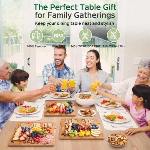 Vocvee Bamboo Cutting Boards for Kitchen(Set of 3), Wood Cutting Board with Wood Storage Stand, Charcuterie & Chopping Board for Vegetables and Meat, with Deep Juice Groove, Ideal Kitchen Gifts - My Kitchen Products