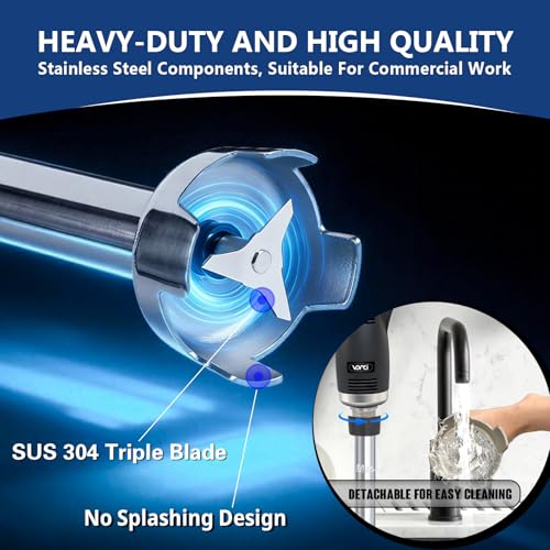 VONCI 750W Commercial Immersion Blender, Extra Heavy Duty Hand Blender with Variable Speed 8000-19000RPM, Handheld Stick Mixer with 20" SUS 304 Shaft, Commercial Emulsifier for Restaurant Kitchen. - My Kitchen Products