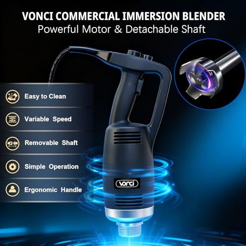 VONCI 750W Commercial Immersion Blender, Extra Heavy Duty Hand Blender with Variable Speed 8000-19000RPM, Handheld Stick Mixer with 20" SUS 304 Shaft, Commercial Emulsifier for Restaurant Kitchen. - My Kitchen Products