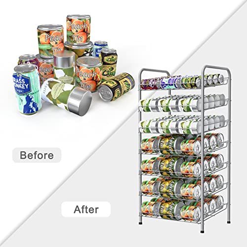 Vrisa Can Organizer for Pantry 7-tier Can Organizer Can Good Organizer for Pantry Shelf Holds up to 84 Cans Can Rack Dispenser for Pantry, Kitchen, Cabinet Silver - My Kitchen Products