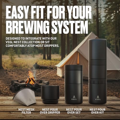 VSSL – Nest 1 Reusable Coffee Filter | Stainless Steel Mesh Filter | Pour Over Filters for Camping | Sustainable & Eco-Friendly Coffee Gear | Compact, Durable & Adventure Ready | Pack of 3 - My Kitchen Products