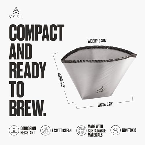 VSSL – Nest 1 Reusable Coffee Filter | Stainless Steel Mesh Filter | Pour Over Filters for Camping | Sustainable & Eco-Friendly Coffee Gear | Compact, Durable & Adventure Ready | Pack of 3 - My Kitchen Products