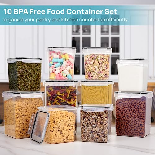 Vtopmart 10 PCS Flour and Sugar Storage Container, Large Airtight Food Canisters with Lids for Kitchen, Pantry Organization, BPA Free, Black - My Kitchen Products