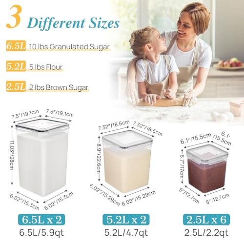 Vtopmart 10 PCS Flour and Sugar Storage Container, Large Airtight Food Canisters with Lids for Kitchen, Pantry Organization, BPA Free, Black - My Kitchen Products