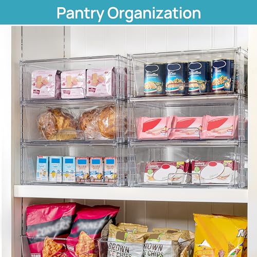 Vtopmart 2 Pack Large Stackable Storage Drawers,Easily Assemble Clear Acrylic Bathroom Closet Undersink Organizers,Plastic Storage Bins for Cabinet,Kitchen Pantry,Medicine Organization - My Kitchen Products