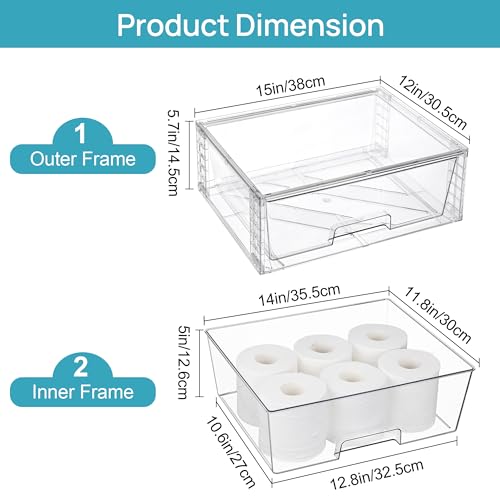 Vtopmart 2 Pack Large Stackable Storage Drawers,Easily Assemble Clear Acrylic Bathroom Closet Undersink Organizers,Plastic Storage Bins for Cabinet,Kitchen Pantry,Medicine Organization - My Kitchen Products