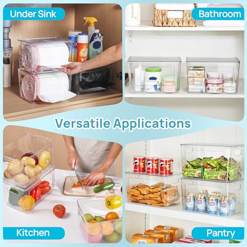 Vtopmart 2 Pack Trash Bag Holder, Stackable Garbage Bag Dispenser for 13/30/33 Gallon Bags, Clear Organizer Bins for Under Kitchen Sink, Laundry Room Organization and Storage - My Kitchen Products