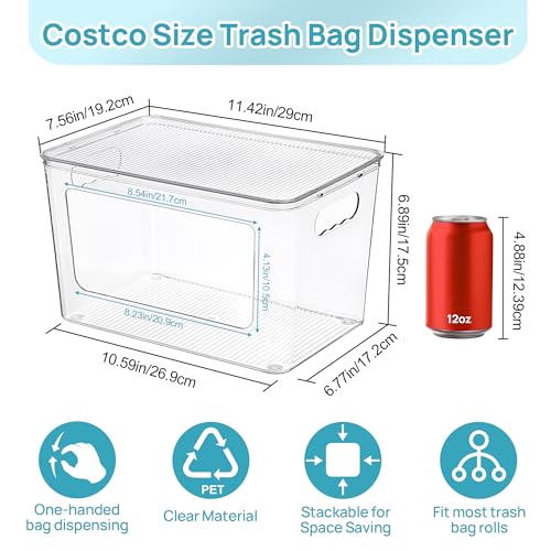 Vtopmart 2 Pack Trash Bag Holder, Stackable Garbage Bag Dispenser for 13/30/33 Gallon Bags, Clear Organizer Bins for Under Kitchen Sink, Laundry Room Organization and Storage - My Kitchen Products