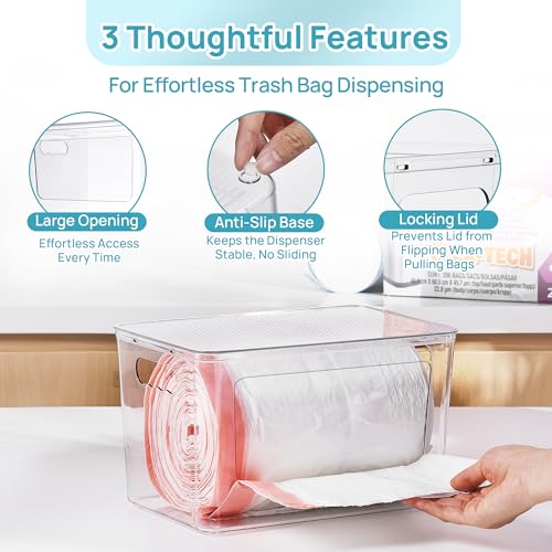 Vtopmart 2 Pack Trash Bag Holder, Stackable Garbage Bag Dispenser for 13/30/33 Gallon Bags, Clear Organizer Bins for Under Kitchen Sink, Laundry Room Organization and Storage - My Kitchen Products