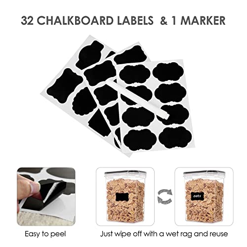 Vtopmart 32pcs Airtight Food Storage Containers Set, BPA Free Plastic Kitchen and Pantry Organization Canisters with Lids for Cereal, Dry Food, Flour and Sugar, Includes 32 Labels - My Kitchen Products