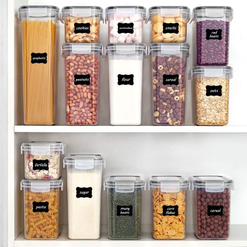 Vtopmart 32pcs Airtight Food Storage Containers Set, BPA Free Plastic Kitchen and Pantry Organization Canisters with Lids for Cereal, Dry Food, Flour and Sugar, Includes 32 Labels - My Kitchen Products