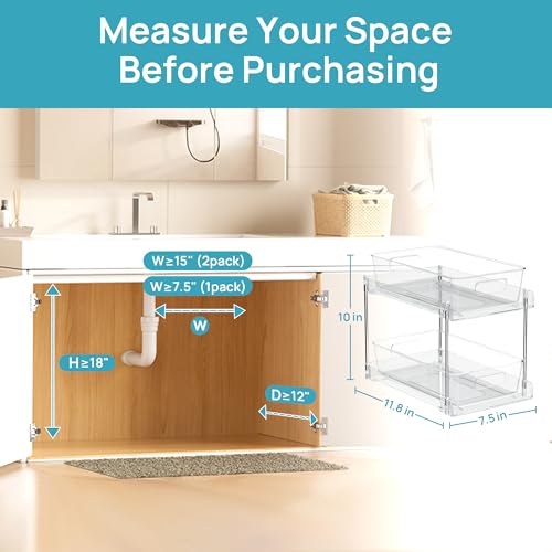 Vtopmart 4 Pack Bathroom Under Sink Organizers Organizer, 2 Tier Clear Pull-Out Organization (S-Standard) - My Kitchen Products