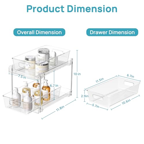 Vtopmart 4 Pack Bathroom Under Sink Organizers Organizer, 2 Tier Clear Pull-Out Organization (S-Standard) - My Kitchen Products