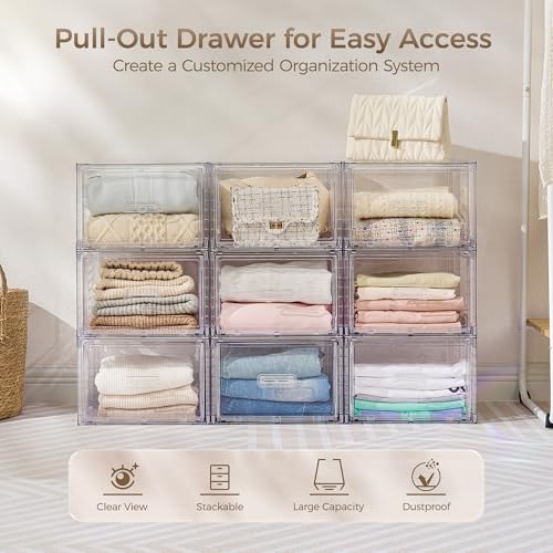 Vtopmart 4 Pack Clear Stackable Storage Drawers 15QT, Easily Assemble Closet Organizers,Plastic Storage Bins for Bathroom,Cabinet,Kitchen Pantry,Under Sink Organization(Medium) - My Kitchen Products