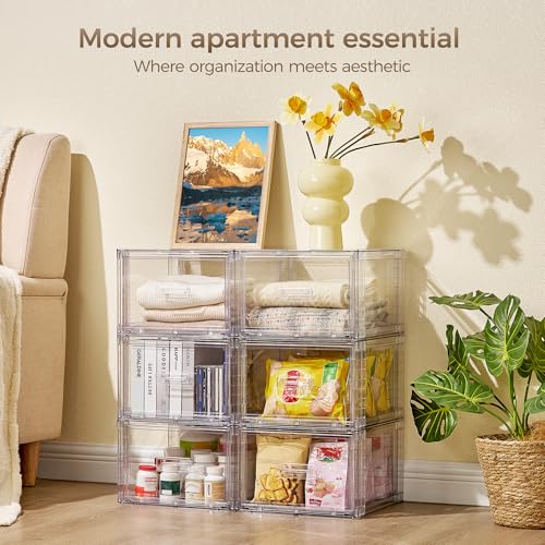 Vtopmart 4 Pack Clear Stackable Storage Drawers 15QT, Easily Assemble Closet Organizers,Plastic Storage Bins for Bathroom,Cabinet,Kitchen Pantry,Under Sink Organization(Medium) - My Kitchen Products