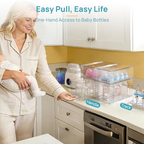 Vtopmart 4 Pack Clear Stackable Storage Drawers,Under Sink and Kitchen Organizers Storage,Easy to Assemble Plastic Drawers for Baby Bottle,Medicine, Bathroom,Cabinet and Pantry Organization - My Kitchen Products