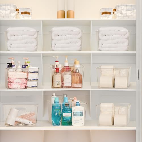 Vtopmart 4 Pack Extra Large Clear Plastic Storage Bins,11x11 Cube Acrylic Organizer Square Containers with Handle for Pantry,Closet,LaundryRoom,Kitchen,Bathroom,UnderSink Organization - My Kitchen Products