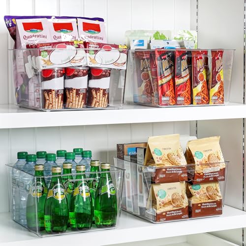 Vtopmart 4 Pack Extra Large Clear Plastic Storage Bins,11x11 Cube Acrylic Organizer Square Containers with Handle for Pantry,Closet,LaundryRoom,Kitchen,Bathroom,UnderSink Organization - My Kitchen Products