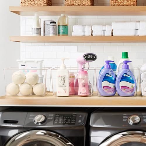 Vtopmart 4 Pack Extra Large Clear Plastic Storage Bins,11x11 Cube Acrylic Organizer Square Containers with Handle for Pantry,Closet,LaundryRoom,Kitchen,Bathroom,UnderSink Organization - My Kitchen Products