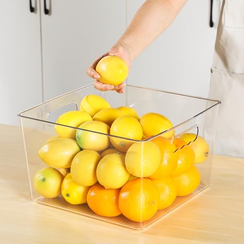 Vtopmart 4 Pack Extra Large Clear Plastic Storage Bins,11x11 Cube Acrylic Organizer Square Containers with Handle for Pantry,Closet,LaundryRoom,Kitchen,Bathroom,UnderSink Organization - My Kitchen Products