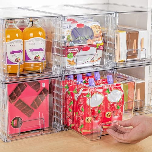 Vtopmart 4 Pack Large Stackable Storage Drawers,Easily Assemble Acrylic Bathroom Closet Undersink Organizers and Storage,Plastic Bins for Kitchen Cabinets,Pantry,Makeup,Medicine Organization - My Kitchen Products