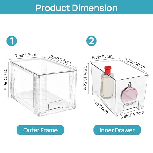 Vtopmart 4 Pack Large Stackable Storage Drawers,Easily Assemble Acrylic Bathroom Closet Undersink Organizers and Storage,Plastic Bins for Kitchen Cabinets,Pantry,Makeup,Medicine Organization - My Kitchen Products