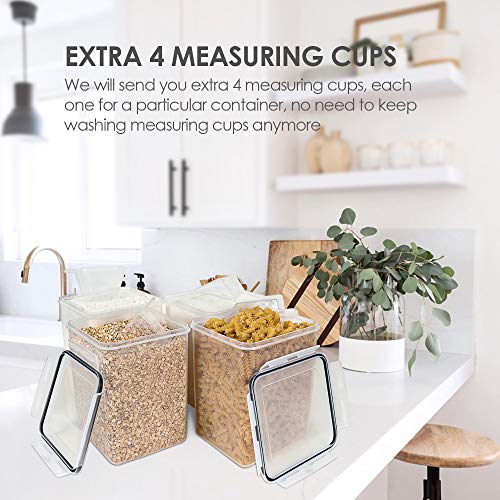 Vtopmart 4 PCS Large Food Storage Containers 5.2L / 175oz, 4 Pieces BPA Free Plastic Airtight Canisters for Flour, Sugar, Baking Supplies, Rice with Lids, 4 Measuring Cups and 24 Labels, Black - My Kitchen Products