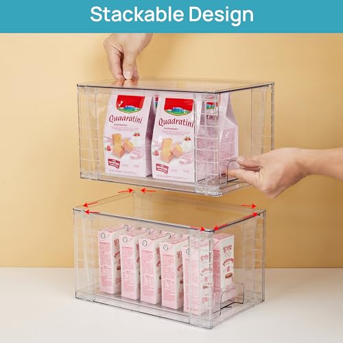 Vtopmart 4Pack Large Stackable Pantry Storage Drawers, Clear Organizer Bins with Handles, Acrylic Drawer Organizers for Kitchen, Pantry, Bathroom Undersink, Cabinet Organization and Storage - My Kitchen Products