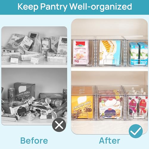 Vtopmart 4Pack Large Stackable Pantry Storage Drawers, Clear Organizer Bins with Handles, Acrylic Drawer Organizers for Kitchen, Pantry, Bathroom Undersink, Cabinet Organization and Storage - My Kitchen Products