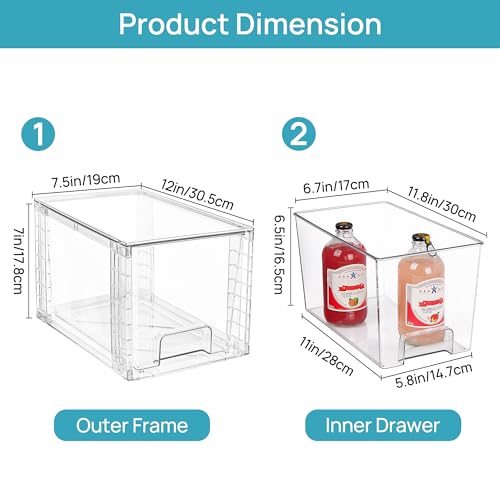 Vtopmart 4Pack Large Stackable Pantry Storage Drawers, Clear Organizer Bins with Handles, Acrylic Drawer Organizers for Kitchen, Pantry, Bathroom Undersink, Cabinet Organization and Storage - My Kitchen Products