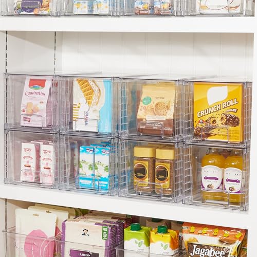 Vtopmart 4Pack Large Stackable Pantry Storage Drawers, Clear Organizer Bins with Handles, Acrylic Drawer Organizers for Kitchen, Pantry, Bathroom Undersink, Cabinet Organization and Storage - My Kitchen Products