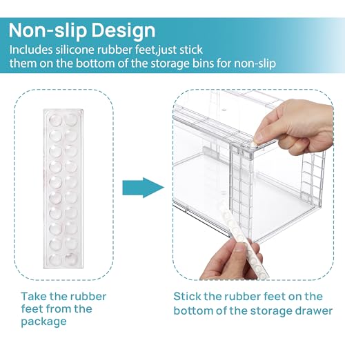 Vtopmart 4Pack Large Stackable Pantry Storage Drawers, Clear Organizer Bins with Handles, Acrylic Drawer Organizers for Kitchen, Pantry, Bathroom Undersink, Cabinet Organization and Storage - My Kitchen Products