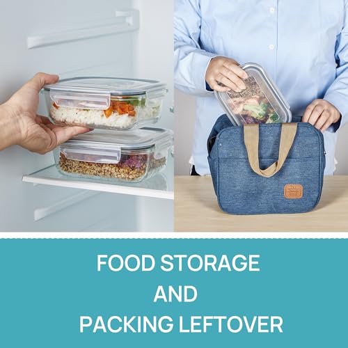 Vtopmart 5Pack 22oz Glass Storage Containers with Lids, Glass Meal Prep Food Container Sets with Snap Airtight Lid for Microwave, Oven, Freezer and Dishwasher, Grey - My Kitchen Products