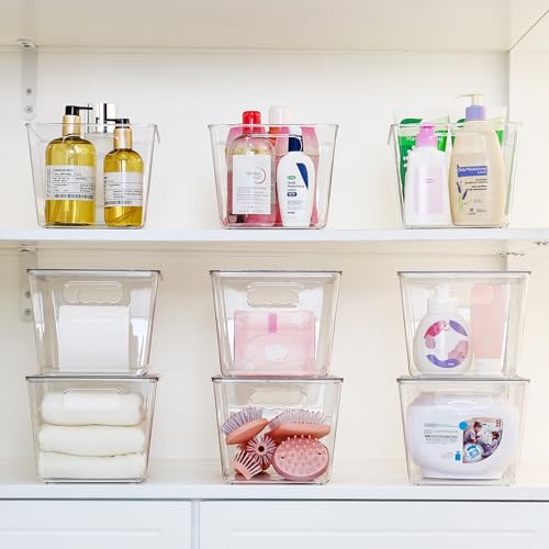 Vtopmart 6 Pack Clear Stackable Storage Bins with Lids, Large Plastic Containers with Handle for Pantry Organizer and Storage,Perfect for Bathroom,Cabinet,Kitchen,Fridge,Closet Organization - My Kitchen Products