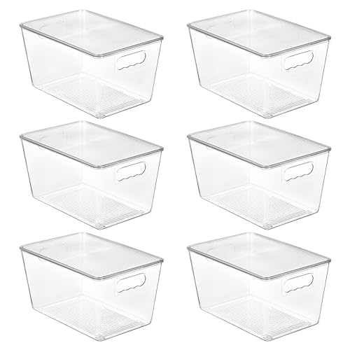 Vtopmart 6 Pack Clear Stackable Storage Bins with Lids, Large Plastic Containers with Handle for Pantry Organizer and Storage,Perfect for Bathroom,Cabinet,Kitchen,Fridge,Closet Organization - My Kitchen Products