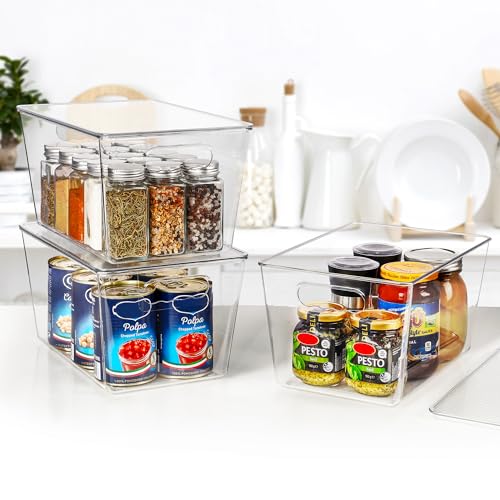 Vtopmart 6 Pack Clear Stackable Storage Bins with Lids, Large Plastic Containers with Handle for Pantry Organizer and Storage,Perfect for Bathroom,Cabinet,Kitchen,Fridge,Closet Organization - My Kitchen Products