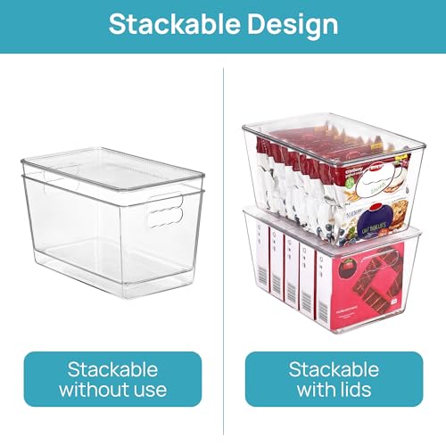 Vtopmart 6 Pack Clear Stackable Storage Bins with Lids, Large Plastic Containers with Handle for Pantry Organizer and Storage,Perfect for Bathroom,Cabinet,Kitchen,Fridge,Closet Organization - My Kitchen Products