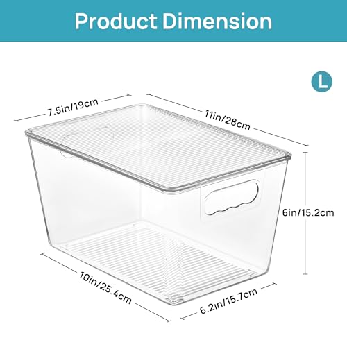 Vtopmart 6 Pack Clear Stackable Storage Bins with Lids, Large Plastic Containers with Handle for Pantry Organizer and Storage,Perfect for Bathroom,Cabinet,Kitchen,Fridge,Closet Organization - My Kitchen Products