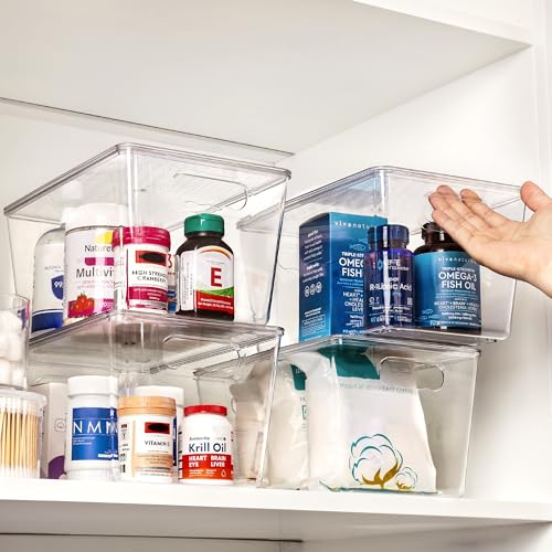 Vtopmart 6 Pack Clear Stackable Storage Bins with Lids, Large Plastic Containers with Handle for Pantry Organizer and Storage,Perfect for Bathroom,Cabinet,Kitchen,Fridge,Closet Organization - My Kitchen Products