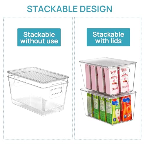 Vtopmart 6 Pack Clear Stackable Storage Bins with Lids, Medium Plastic Containers with Handle for Pantry Organizer and Storage,Perfect for Kitchen,Fridge,Cabinet, Closet,Bathroom Organization - My Kitchen Products