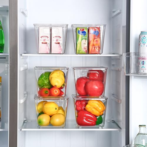 Vtopmart 6 Pack Clear Stackable Storage Bins with Lids, Medium Plastic Containers with Handle for Pantry Organizer and Storage,Perfect for Kitchen,Fridge,Cabinet, Closet,Bathroom Organization - My Kitchen Products