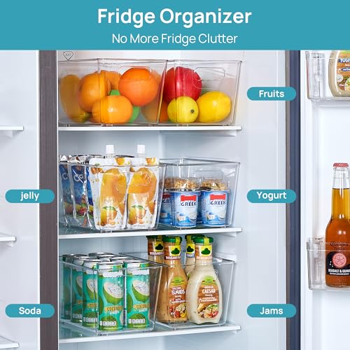 Vtopmart 6 Pack Clear Storage Bins, Pantry Cabinet Organizer Bins with Handle for Pantry Organizer and Storage, Plastic Bins for Fridge, Cabinet, Kitchen, Countertops, Cupboard, Freezer, Medium - My Kitchen Products