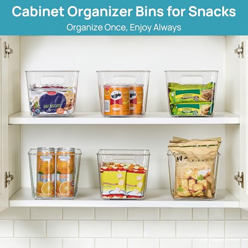 Vtopmart 6 Pack Clear Storage Bins, Pantry Cabinet Organizer Bins with Handle for Pantry Organizer and Storage, Plastic Bins for Fridge, Cabinet, Kitchen, Countertops, Cupboard, Freezer, Medium - My Kitchen Products
